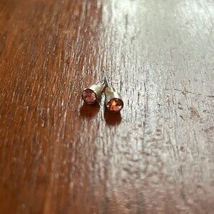 Pink gem stud earrings
